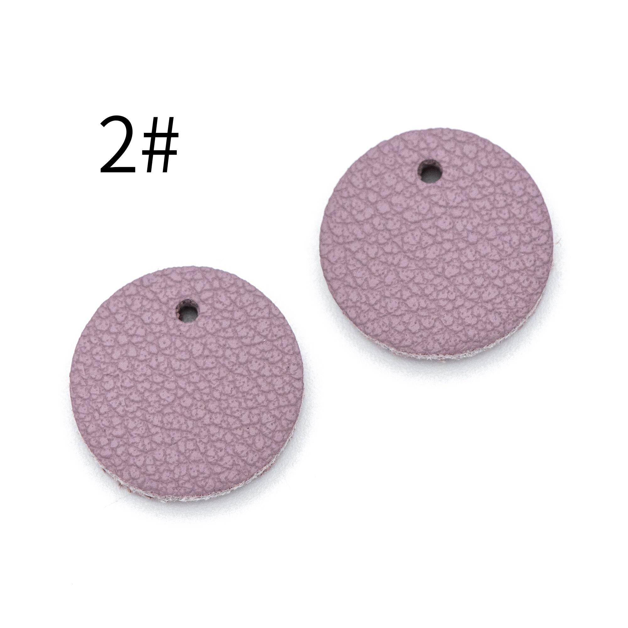 10pcs Genuine Leather Round Charms 15mm, Flat Coin Disc Geometric Pendants, DIY Components for Earrings, (FB-062)